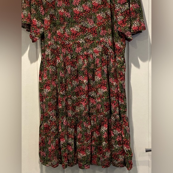 Next green & pink floral summer dress ladies size 16 - Picture 3 of 7